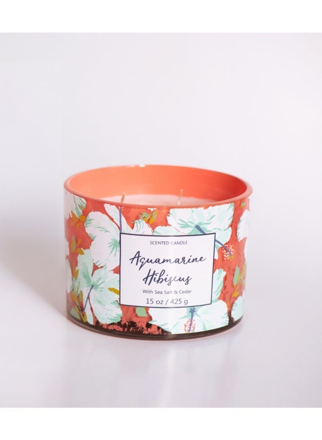 IRIS CELESTE Aquamarine Hibiscus Jar Candle 425grams - 3 wick Scented candle 15oz  | 50 hrs burn-time | Perfect for Gifting, Home Décor, Parties & Room Perfuming | Ideal for Living room and Office Décor - Image 2